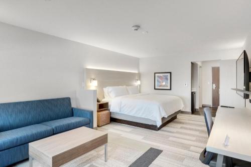 a hotel room with a bed and a couch at Holiday Inn Express & Suites - Lockport by IHG in Lockport