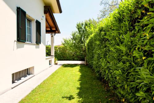 a garden with green hedge next to a house at A casa di Cinzia in Forte dei Marmi
