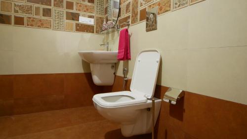 a bathroom with a toilet and a sink at Achadipura Homestay in Kottayam