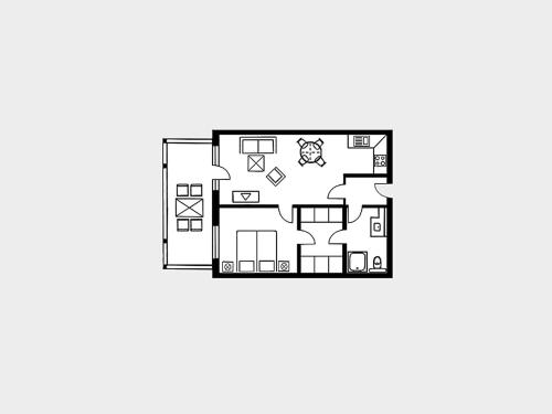 Strandvillen Binz - Ferienwohnung mit 1 Schlafzimmer und Balkon AH-628 평면도