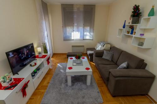 uma sala de estar com um sofá e uma televisão em Predo Apart em Zlatibor