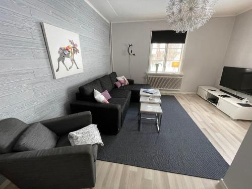 a living room with two couches and a tv at K167 in Kåbdalis