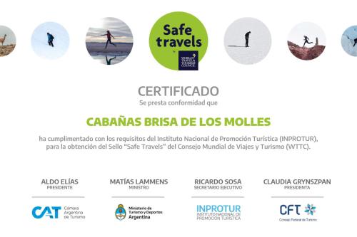 a screenshot of the website for a safe travels website at Brisa de los Molles in Los Molles