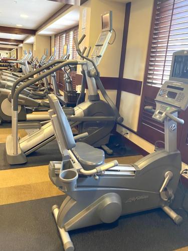 a gym with rows of treadmills and machines at Luxurious Ocean View Beach Villa B-903 at Ko'Olina Beach Villas in Kapolei