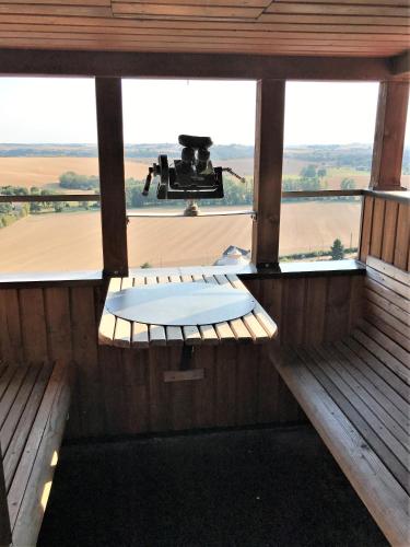 a view from the inside of a boat with a drone at Pension Bella Vista - Winzerhof Golk in Meißen