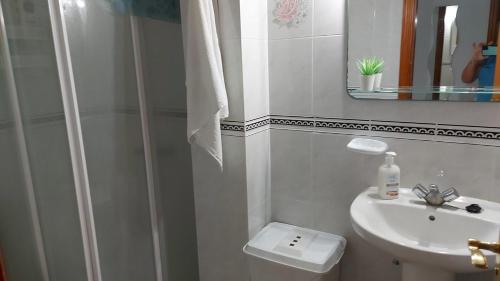 バジェエルモソにあるCasa Las Dionisiasのバスルーム(シャワー、トイレ、シンク付)