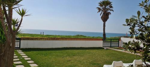 a garden with a view of the ocean at Casa do Mar em Porto Covo in Porto Covo