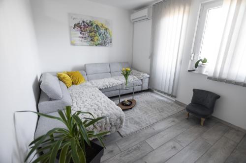 un soggiorno con divano e sedia di Apartman ISKRA a Arandjelovac