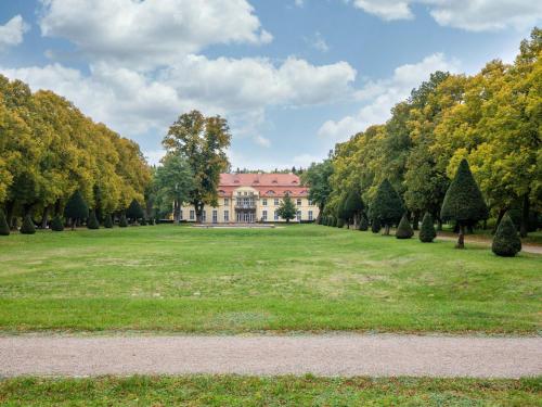 a large house in a field with trees at Apartment in Warin in der N he des Glammsees in Warin