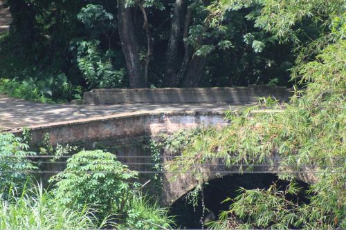an old stone bridge in a park with trees at Kandyan Lounge in Kiribatkumbura