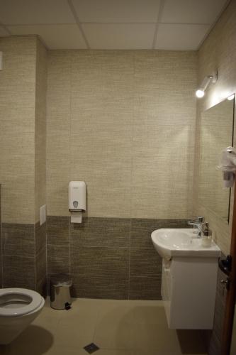 a bathroom with a toilet and a sink at Къща за гости Шошови in Velingrad