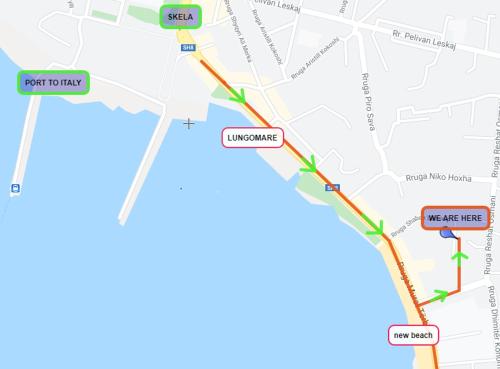a map of the proposed improvements to the intersection at Vlora Backpackers Hostel & Bar in Vlorë