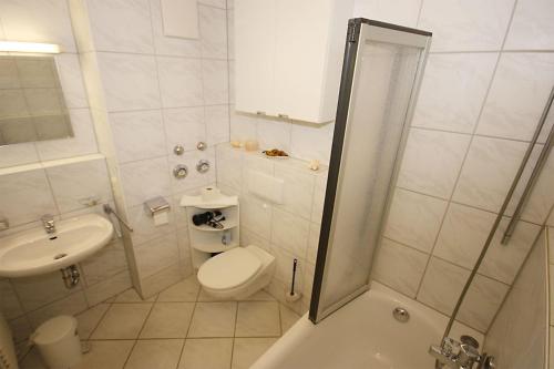 キュールングスボルンにあるApartmentanlage-Ostseeblick-9692のバスルーム(トイレ、洗面台、シャワー付)