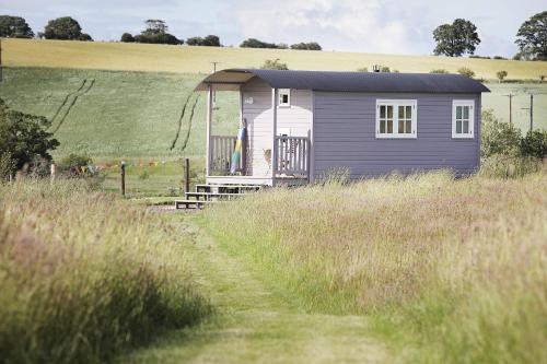 a small purple house in the middle of a field at Westfield House Farm in Rothbury