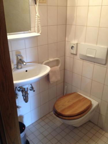 a bathroom with a toilet and a sink at Tutzinger Hof in Tutzing