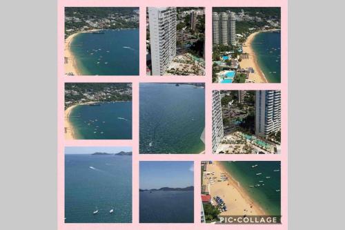 a collage of photos of a beach and buildings at Acapulco Cuerdas de mi Guitarra alberca abierta in Acapulco