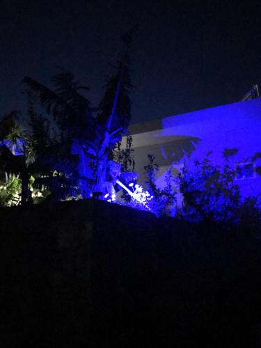 a night view of a building with blue lights at ISTRON BREEZE II in Istron