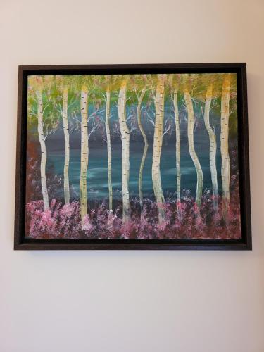 a painting of trees and flowers on a wall at Rudha-na-Craige in Inveraray