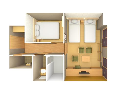 a rendering of a small room with at Onyado Nono Kyoto Shichijo Natural Hot Spring in Kyoto