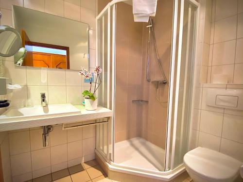 Kylpyhuone majoituspaikassa Meister BÄR HOTEL Wettiner Hof