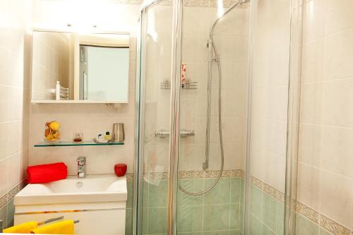 a bathroom with a shower and a sink at TREMEZZO RESIDENCE 5-1 of 11 apartments in an exclusive residence by Italian Apartments in Tremezzo
