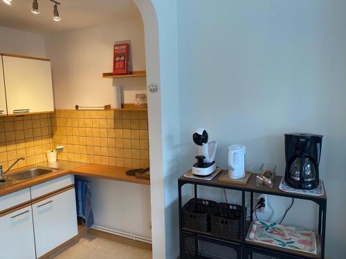 a kitchen with a sink and a counter top at le coeur de ville in Dinant