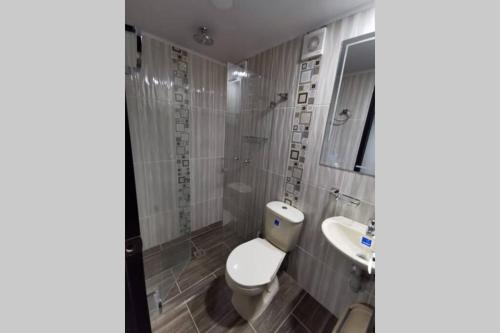 Koupelna v ubytování Hermoso y cómodo apartamento