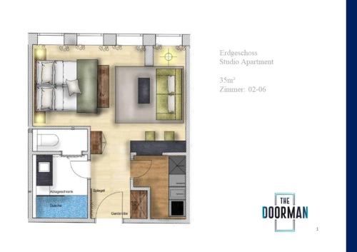a floor plan of the floorplan of a apartment at The Doorman Welle Frankfurt am Main in Frankfurt/Main