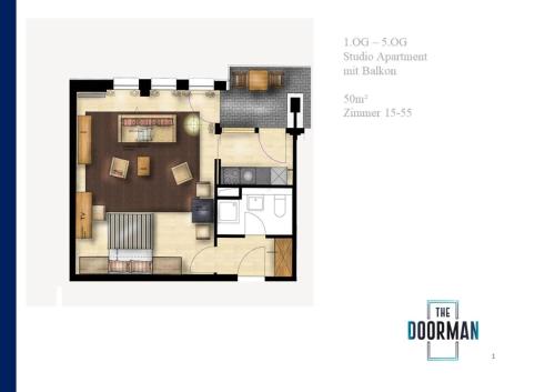 a floor plan of a small apartment with at The Doorman Welle Frankfurt am Main in Frankfurt/Main