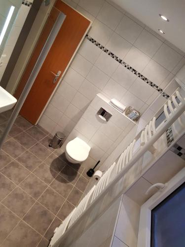 a bathroom with a toilet in a room at Berghotel Natura Bed & Breakfast in Winterberg