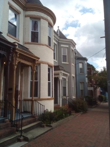 a row of houses on a city street at Orange Wildflowers in Richmond