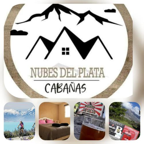 a collage of photos with the nissemberg del plaza cazares logo at Cabañas Nubes del Plata in Potrerillos