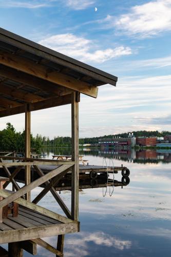 a dock with a view of a body of water at Upperud 9:9 in Åsensbruk