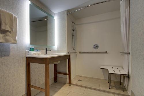 a bathroom with a sink and a shower at Holiday Inn Express & Suites Wapakoneta by IHG in Wapakoneta