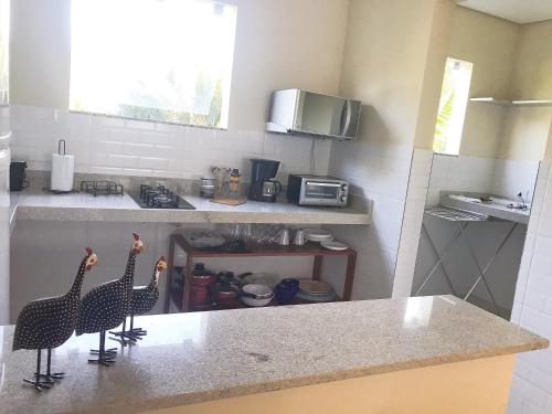 Dapur atau dapur kecil di Pousada e Flats Perequê-Açu Aparts