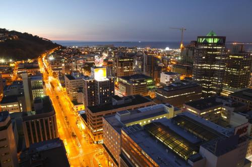a view of a city at night at Southern Sun Cape Sun in Cape Town