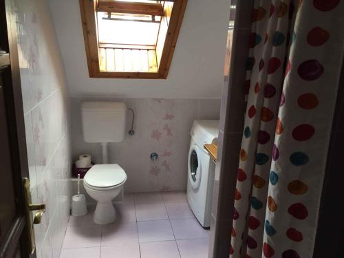 uma pequena casa de banho com um WC e uma janela em Holiday home in Balatonmariafürdo 40806 em Balatonmáriafürdő