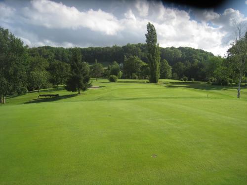- Vistas a un campo de golf con campo verde en Hotel Helios - Golf, en Salies-de-Béarn