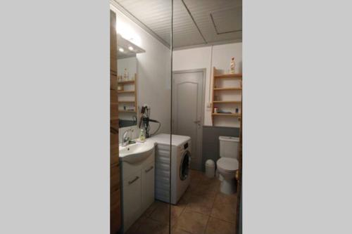 een badkamer met een wastafel en een toilet bij Maison au calme du village de Chamaret in Chamaret
