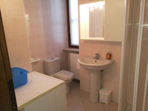 La petite salle de bains est pourvue d'un lavabo et de toilettes. dans l'établissement Apartments in Lazise/Gardasee 21944, à Lazise