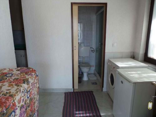 łazienka z toaletą i pralką w obiekcie Apartments in Icici 15136 w mieście Ičići