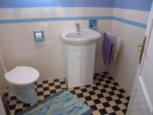 バラトンベレーニにあるHoliday home Balatonbereny/Balaton 18150のバスルーム(洗面台、トイレ付)
