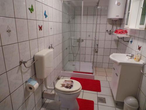 a bathroom with a toilet and a sink at Apartment in Fazana/Istrien 8621 in Valbandon