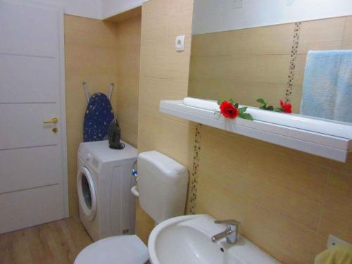 małą łazienkę z toaletą i umywalką w obiekcie Two-Bedroom Apartment in Pula XI w mieście Veruda