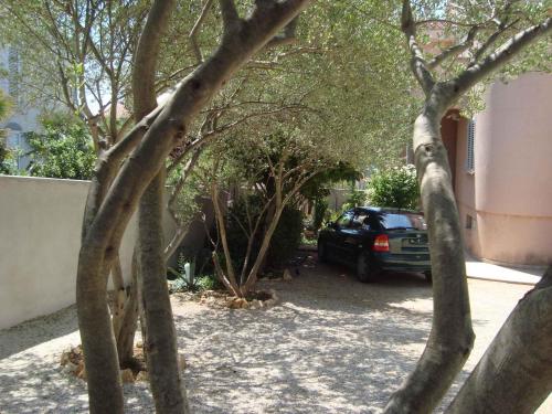a car parked in front of a house with trees at Apartment in Zadar/Zadar Riviera 7837 in Smirić
