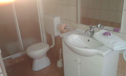 łazienka z toaletą i umywalką w obiekcie Kampor Apartment 8 w mieście Supetarska Draga