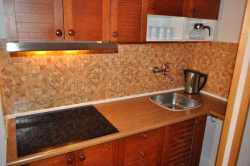 - une cuisine avec un évier et un comptoir dans l'établissement Apartment Harrachov/Riesengebirge 2400, à Harrachov