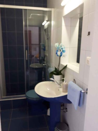 a bathroom with a sink and a toilet at Studio Grebastica - Sibenik Riviera 7036 in Grebaštica