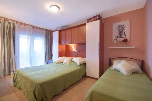 1 Schlafzimmer mit 2 Betten und einem Fenster in der Unterkunft Apartment Pula, Istria Country 1 in Vintijan