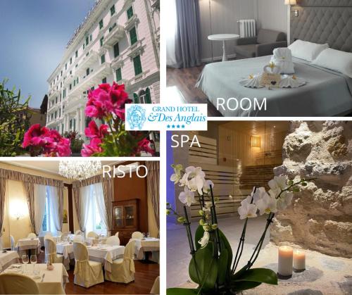 a living room filled with furniture and flowers at Grand Hotel & des Anglais Spa in Sanremo